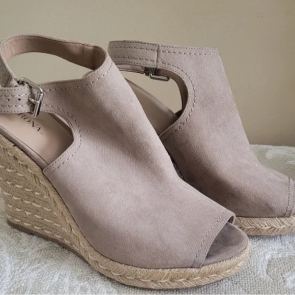 👡 Women’s Merona Peep Toe Espadrille Wedges – Taupe, Size 10 - Picture 12 of 13